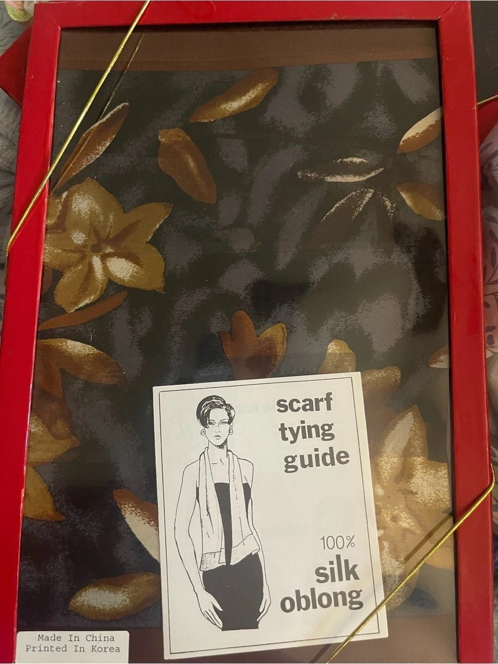 Floral Silk Oblong Scarf in Black & Brown NWT